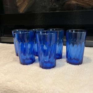 Vintage Set of 6 Cobalt Blue Glasses